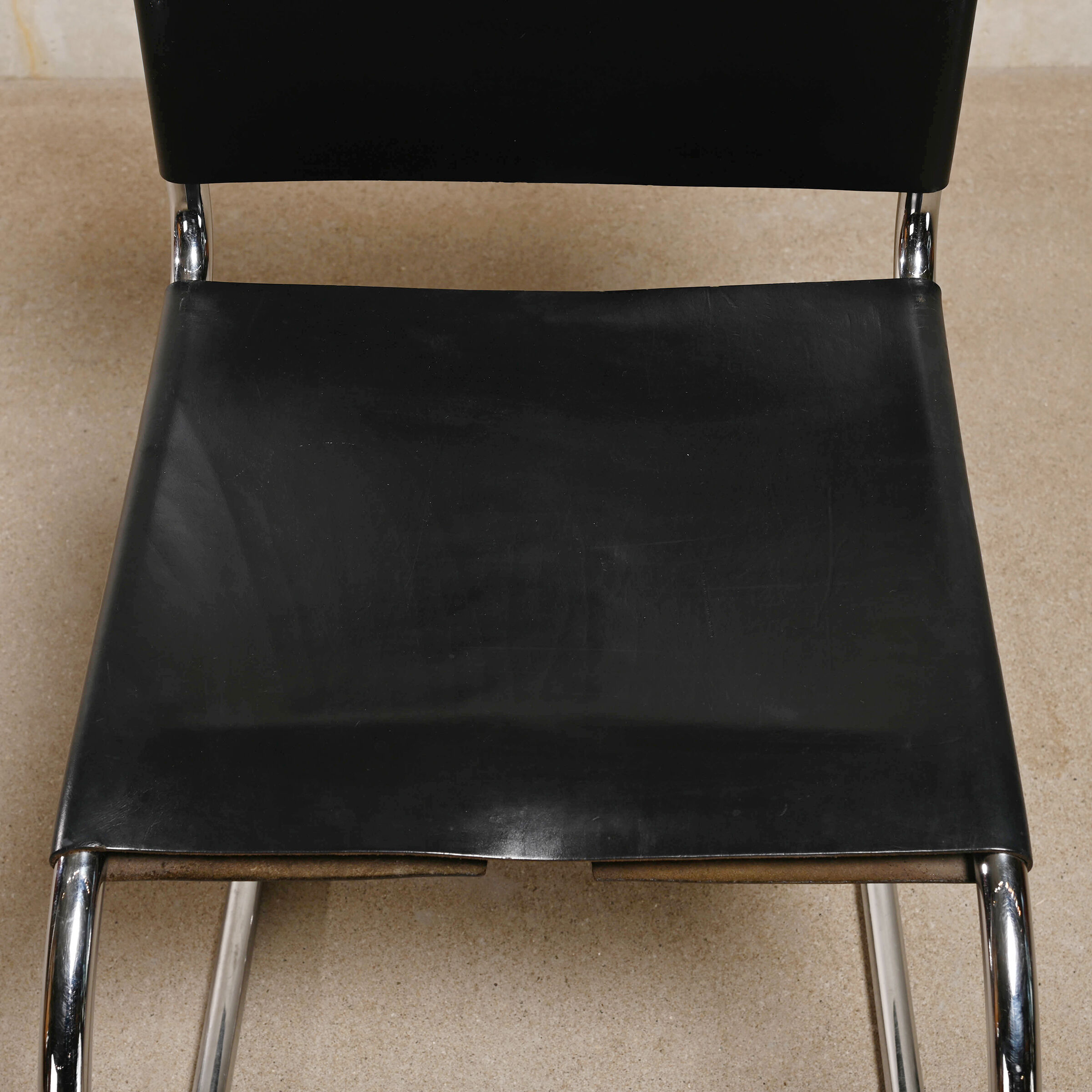 Mies Van Der Rohe Mr10 Cantilever chairs in black leather for Knoll