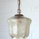 Vintage copper pendant light / amber glass and rustic chain hanging lamp