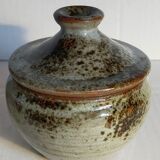 Duo of potter's pots covered in vintage glazed stoneware