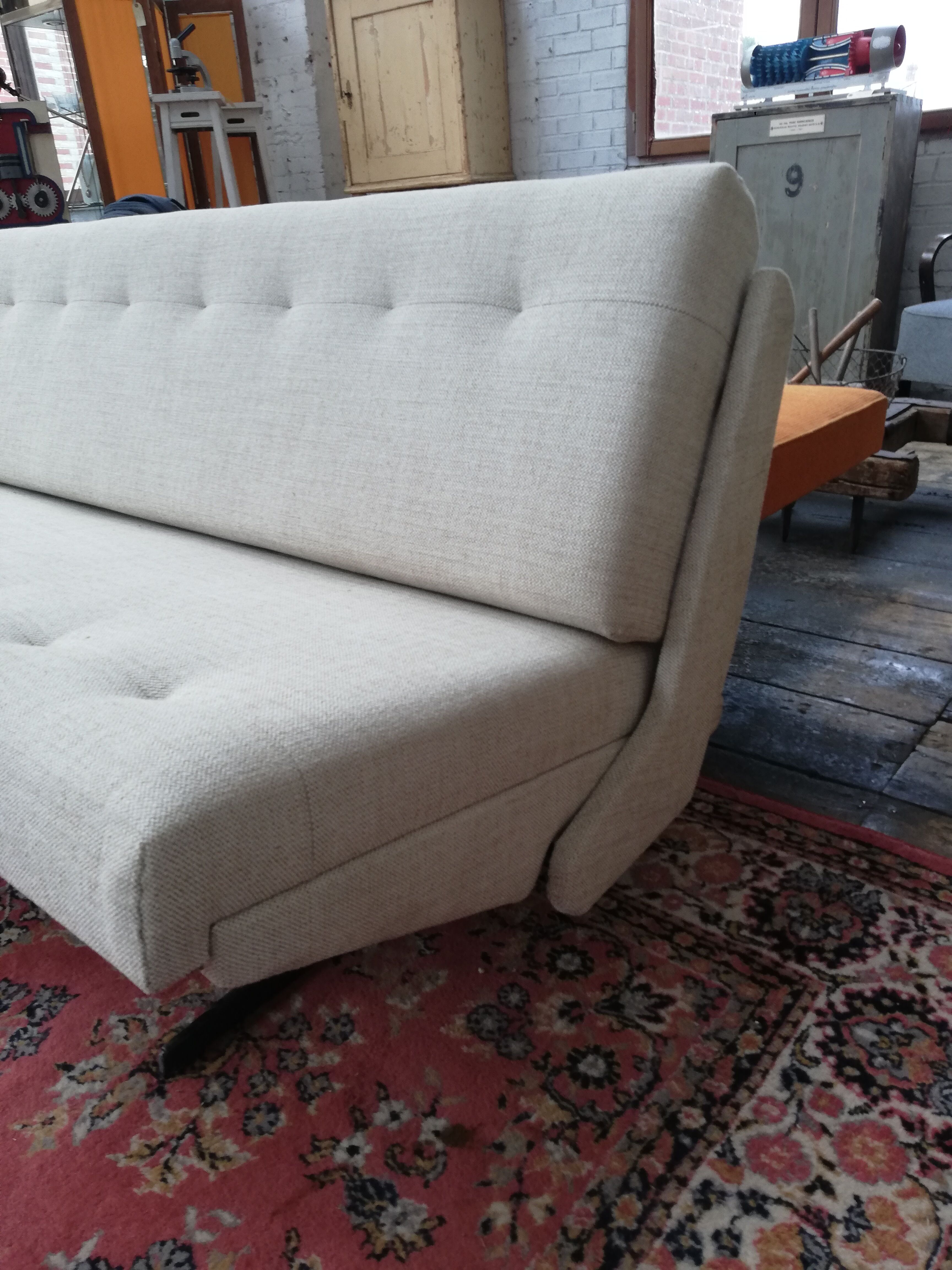 Large vintage convertible sofa bed, 70s, Czechoslovakia