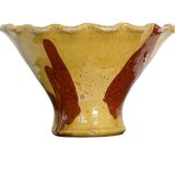 Bol ancien français en terre cuite à glaçure jaune