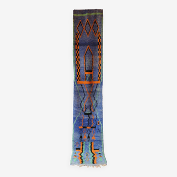 Boujad. blue runner rug, 73 x 336 cm