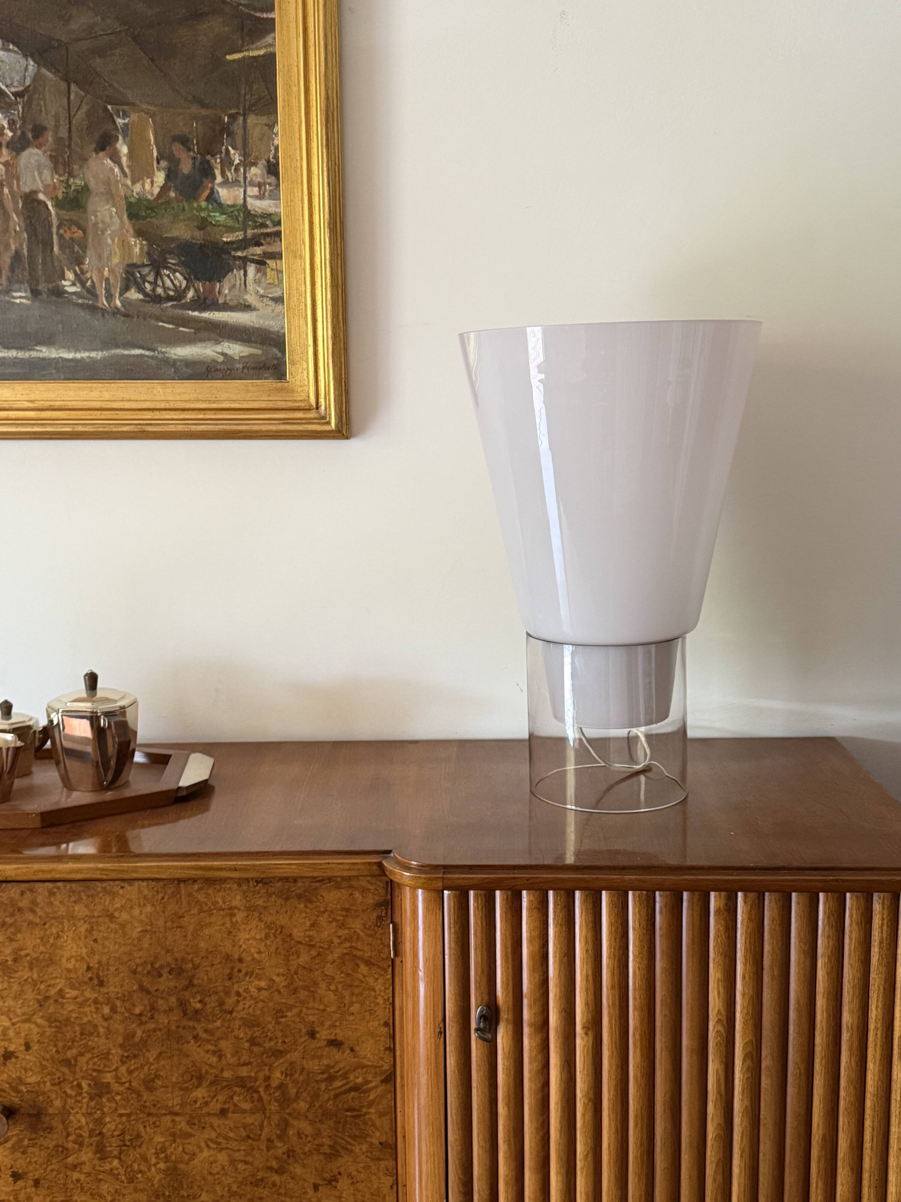 Monumental floor / table Glass Table Lamp, Selenova Italy, 1970s