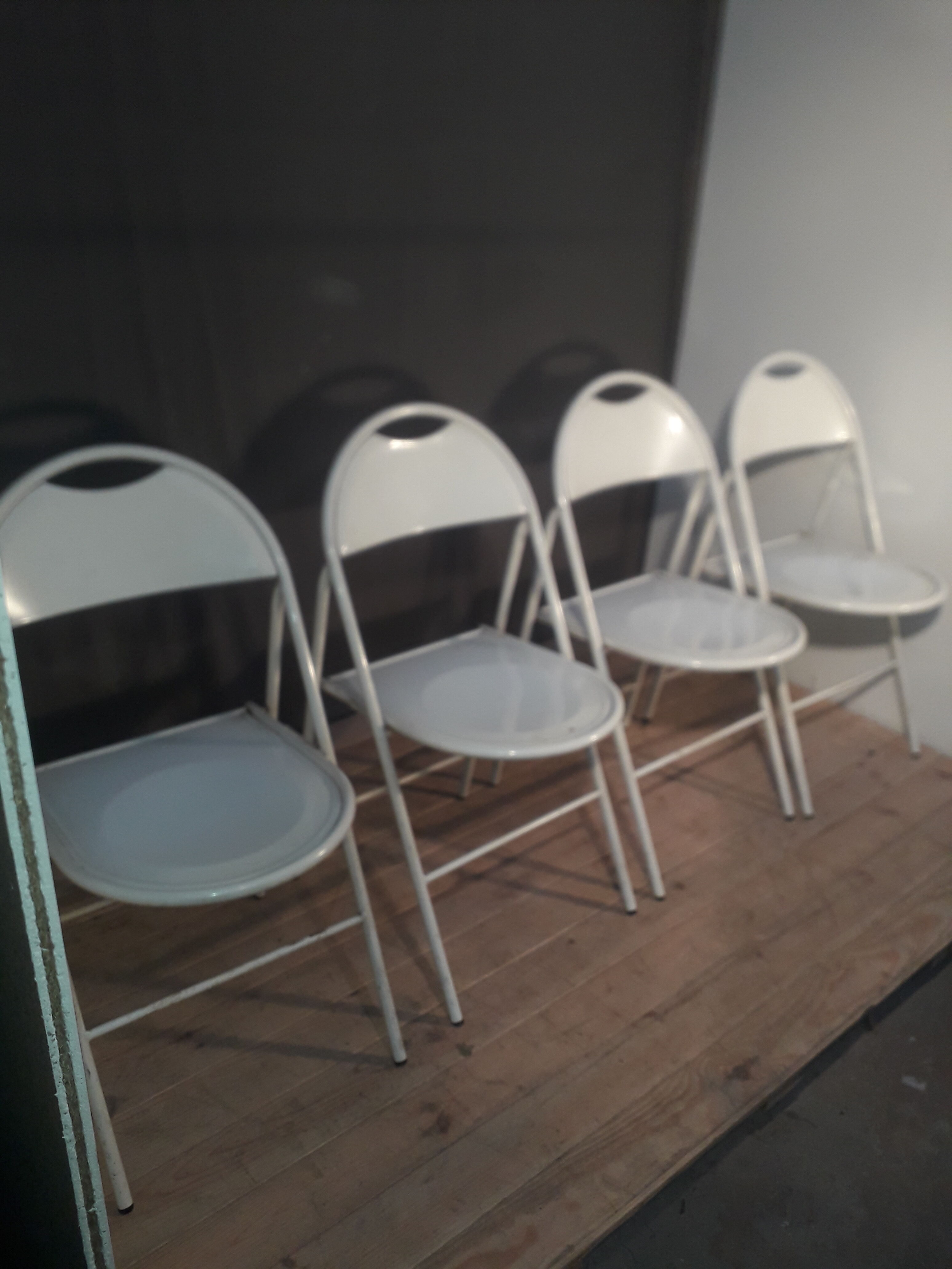 Series of 4 metal folding chairs