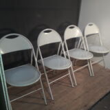 Series of 4 metal folding chairs