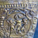 Old wooden box/casket covered with brass