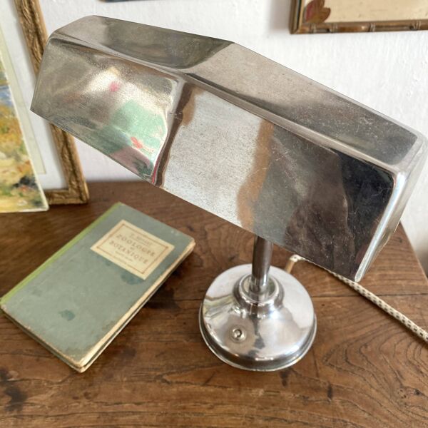Lampe de bureau chromée  style industriel Art Déco – lampe atelier