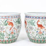 Pair of Canton porcelain planters, circa 1950