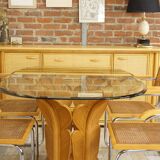 Wooden and rattan sideboard