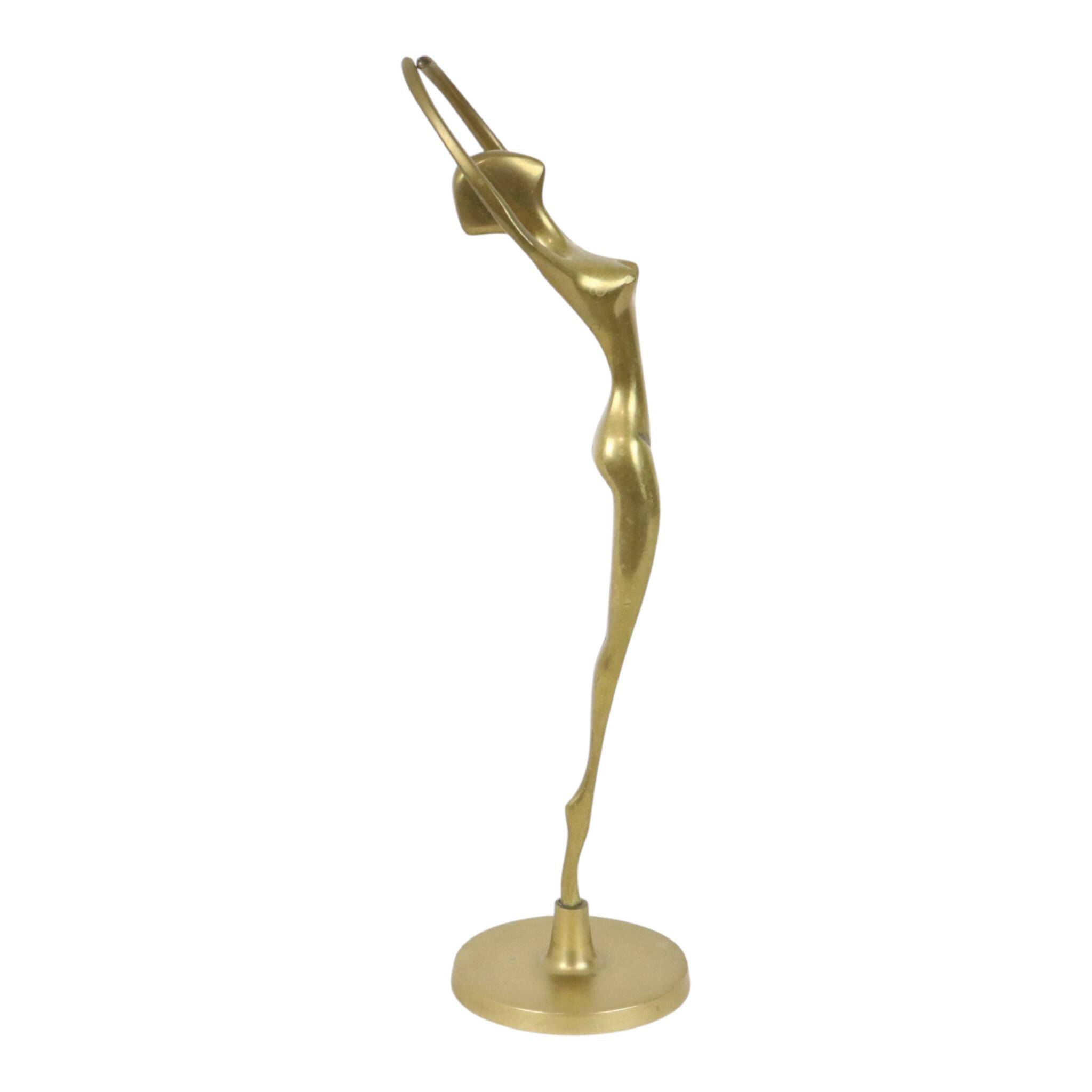 Hollywood Regency Brass Ballerina Figurine Sculpture 30cm
