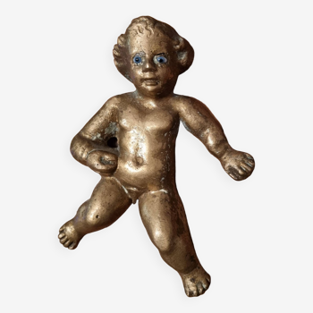 Rare statuette enfant bronze aux yeux bleus