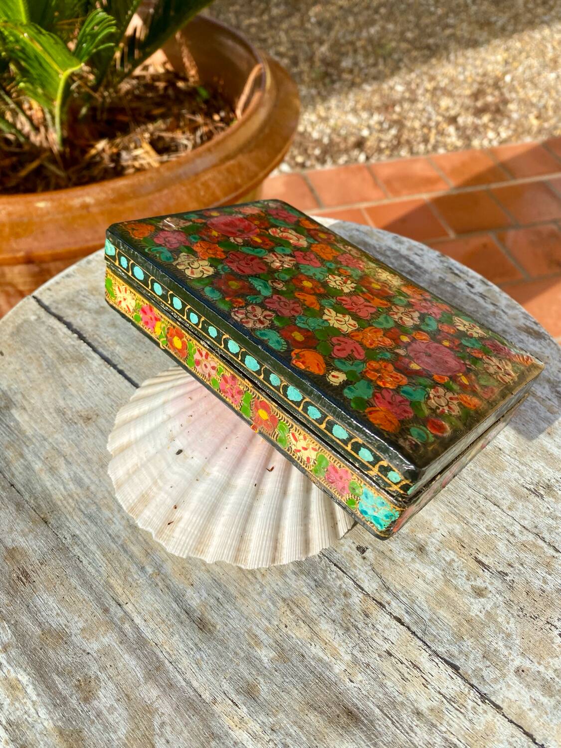 Hand painted wooden box