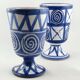 Duo mazagran/blue calice Robert Picault ceramic Vallauris