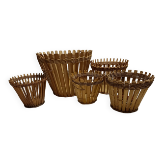 Cache pots bambou vintage