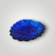 Vintage shell butter dish in stainless steel and cobalt blue glass with knife