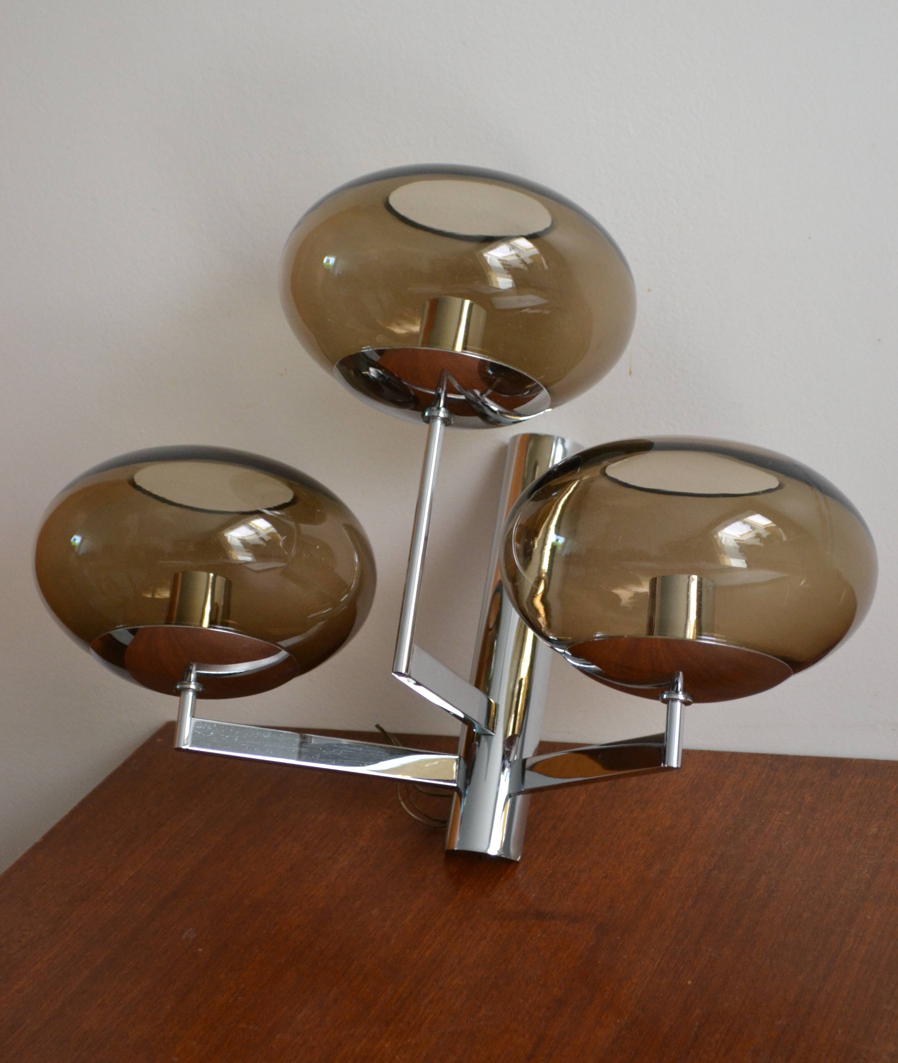 Wall lamp from Sciolari triple chrome and smoked glass
