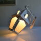 Vintage 1950 wall lamp lantern in wrought iron and glass