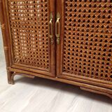 Vintage wood sideboard and rattan canning