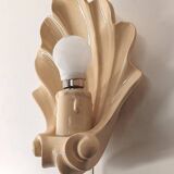 Beige ceramic shell lamp wall lamp from the 40s