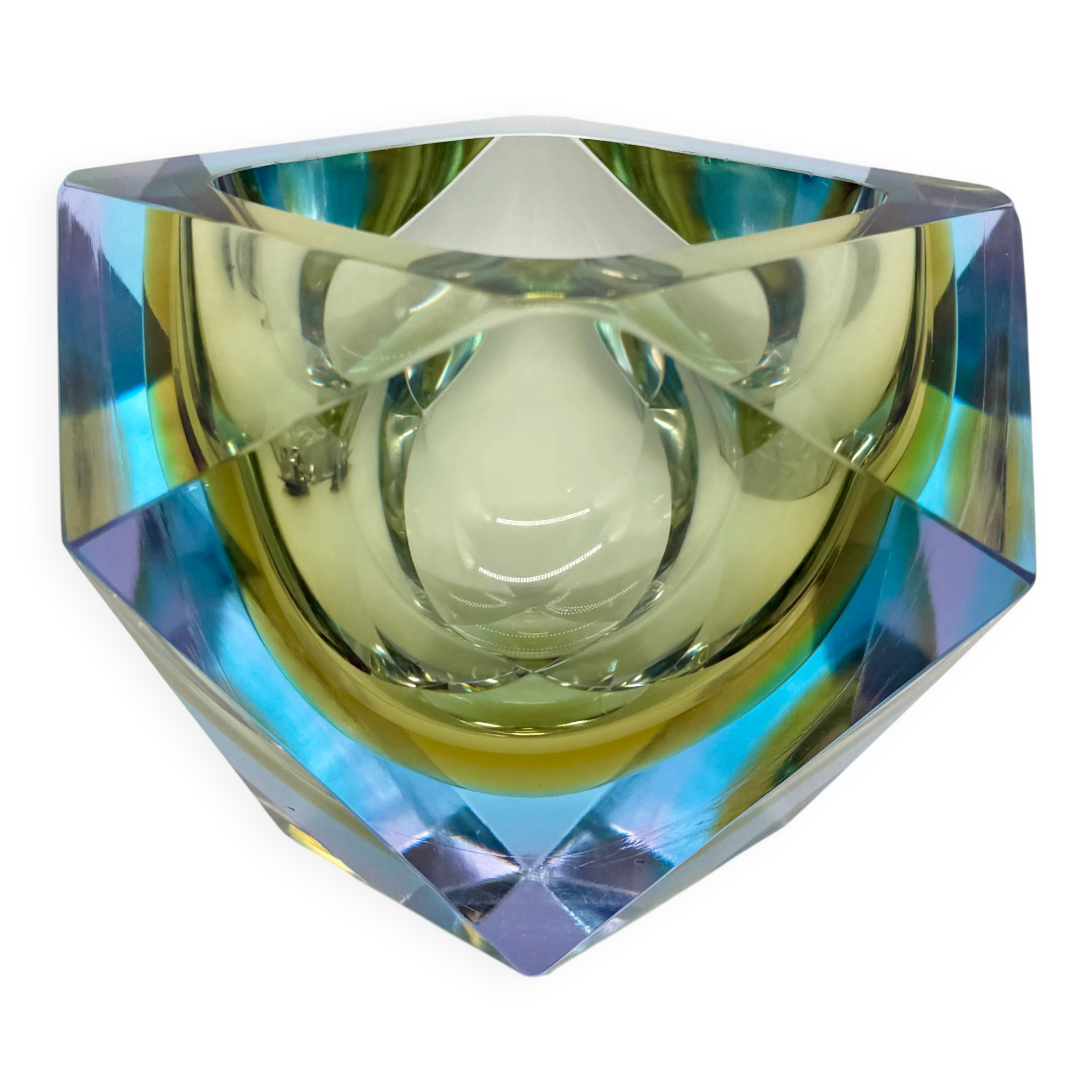 Large "Sommerso" ashtray in Murano glass, 1970s