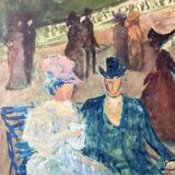 Oil painting on canvas / View of Montmartre during the Belle Époque / Signed Tomako, 1992