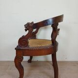 Renaissance style office chair in solid oak circa 1850