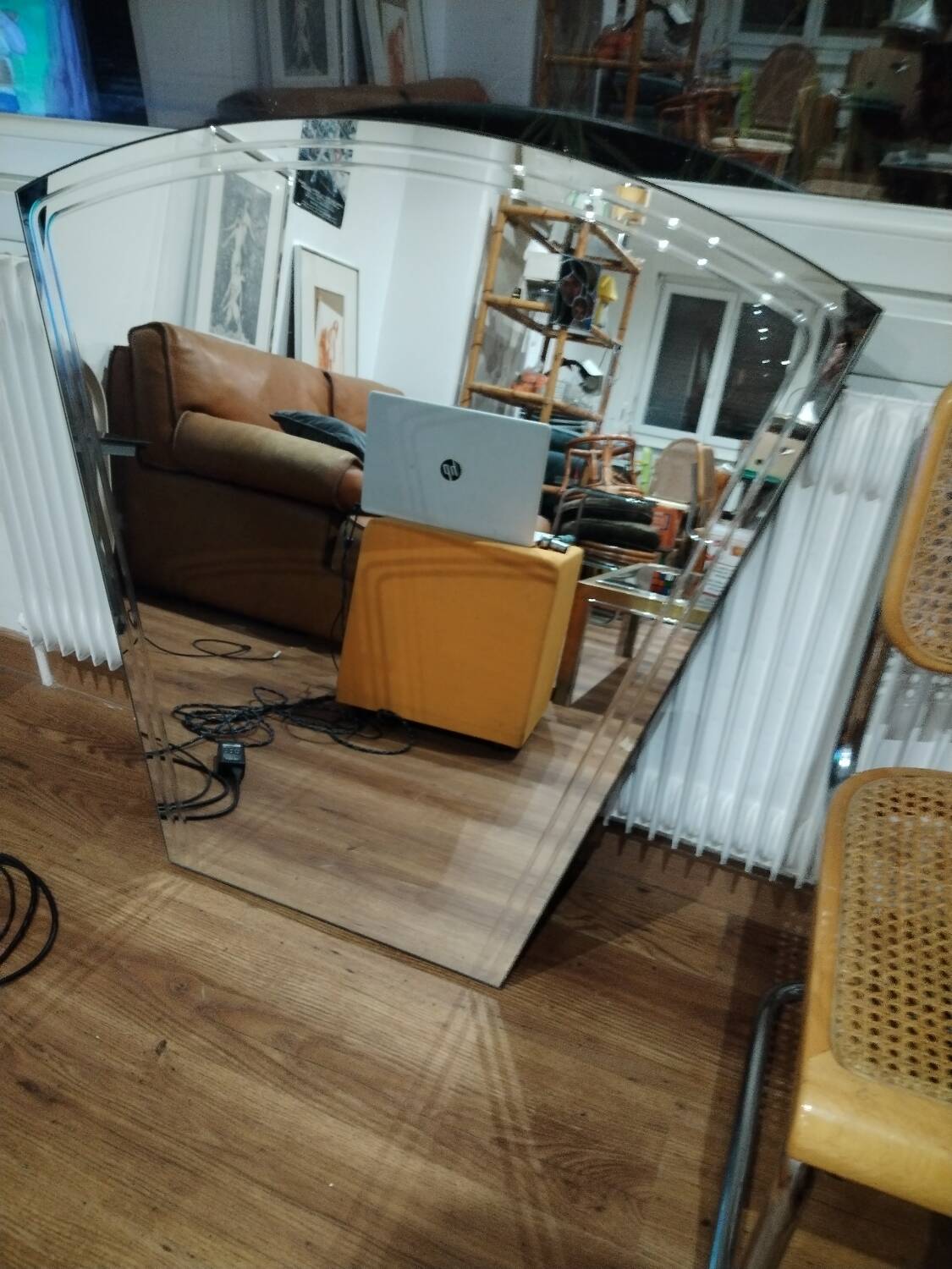 Beveled rearview mirror, 1980s