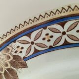 Dish on pedestal Creil & Montereau Mauresque blue brown
