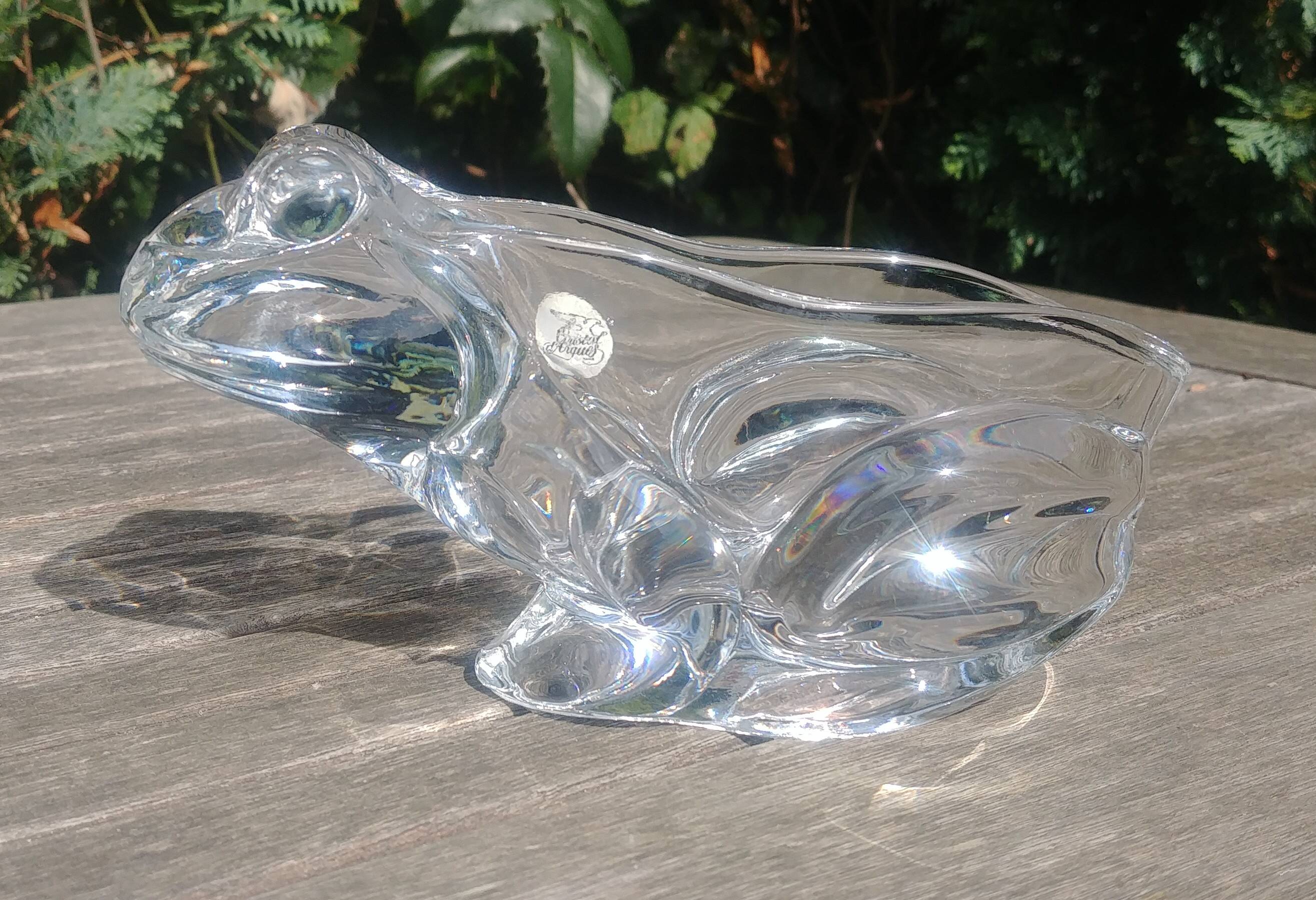 Vide poche en cristal forme grenouille/crapaud de la cristallerie d'arques made in france