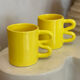 Mug cup ceramic handle graphic wave design colorful lemon yellow