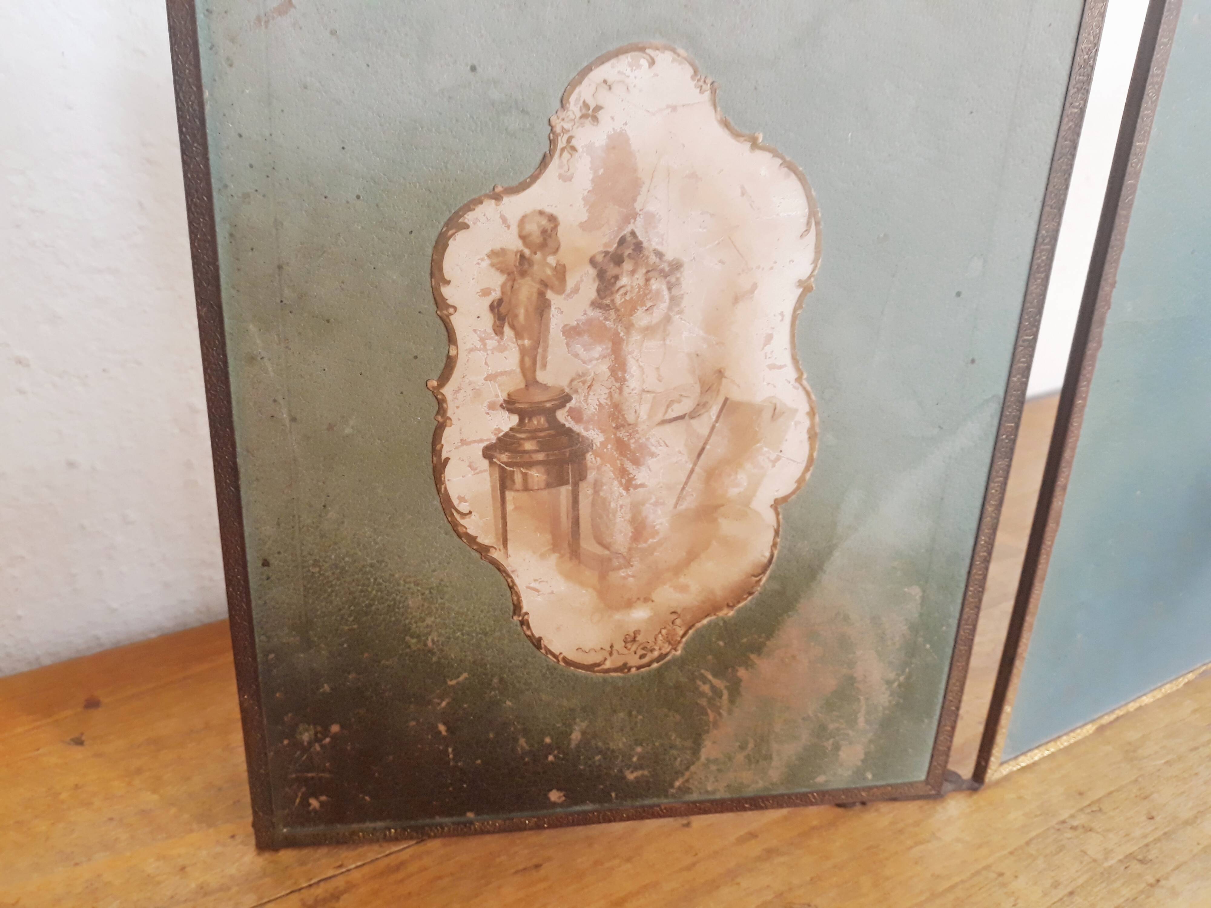 Mirror triptych barber vintage 66cm x 27cm