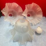 Set of 3 large lampshade ceiling lamp corolla molded glass set of 3