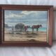Oil on canvas gulls on the large beach of Saint-Malo