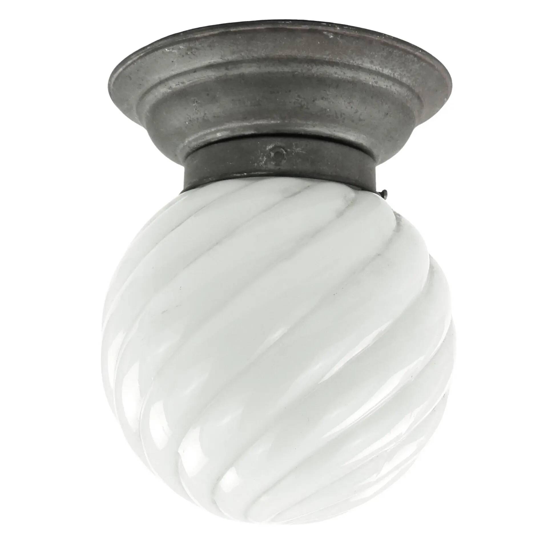 Art Deco ceiling lamp, white glass, Poland, 1930s