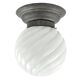 Art Deco ceiling lamp, white glass, Poland, 1930s