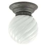Lampe de plafond Art Déco, verre blanc, Pologne, années 1930