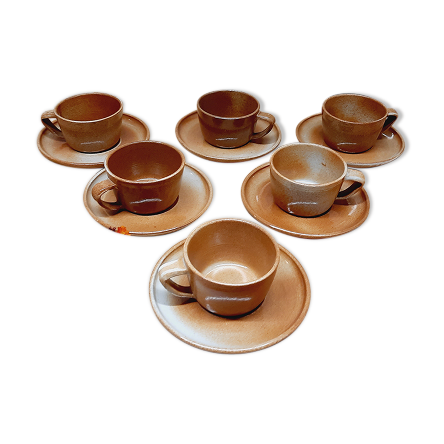 Set 6 cup glazed sandstone