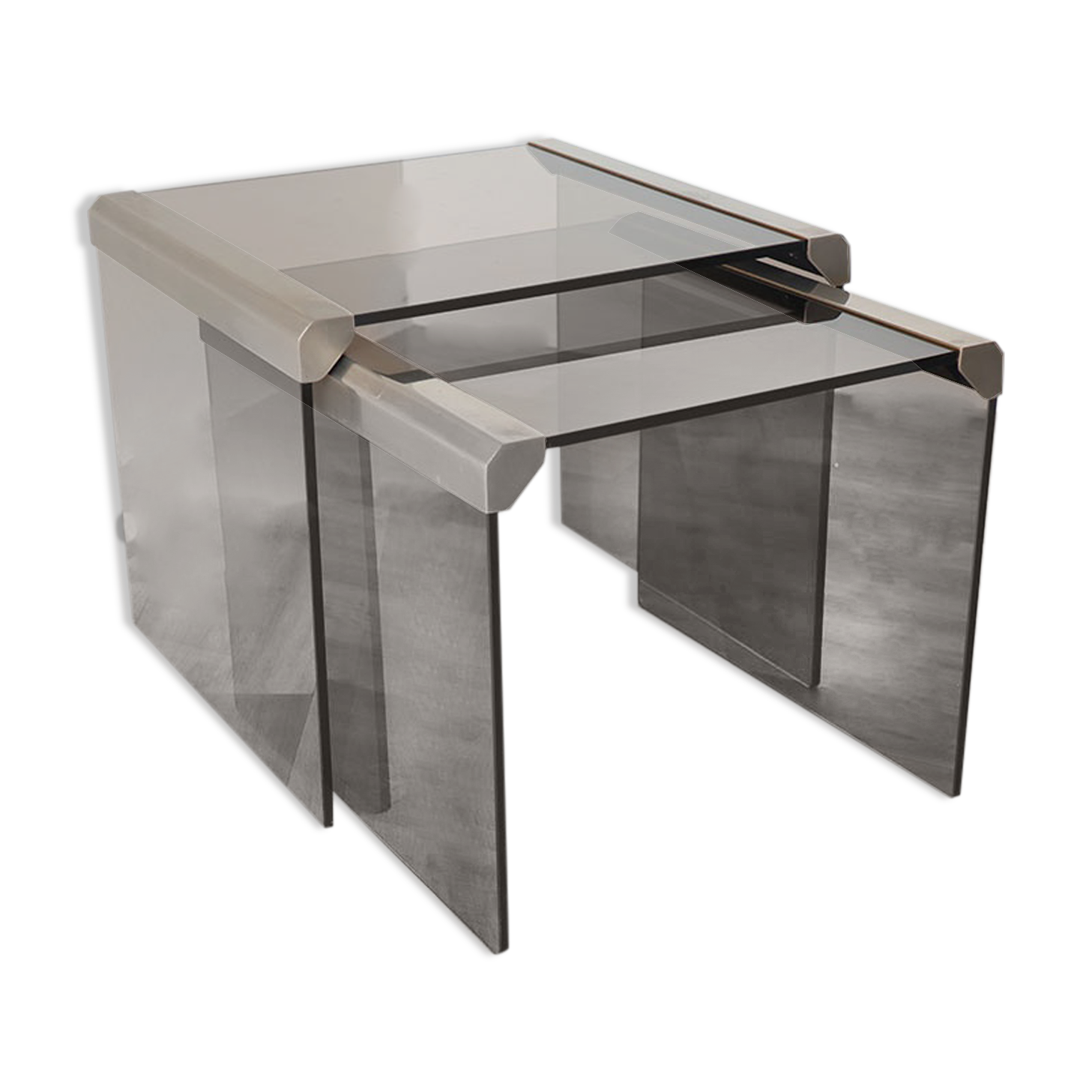 Set of 2 glass trundle tables by Gallotti and Radice 1970