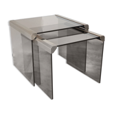 Set of 2 glass trundle tables by Gallotti and Radice 1970