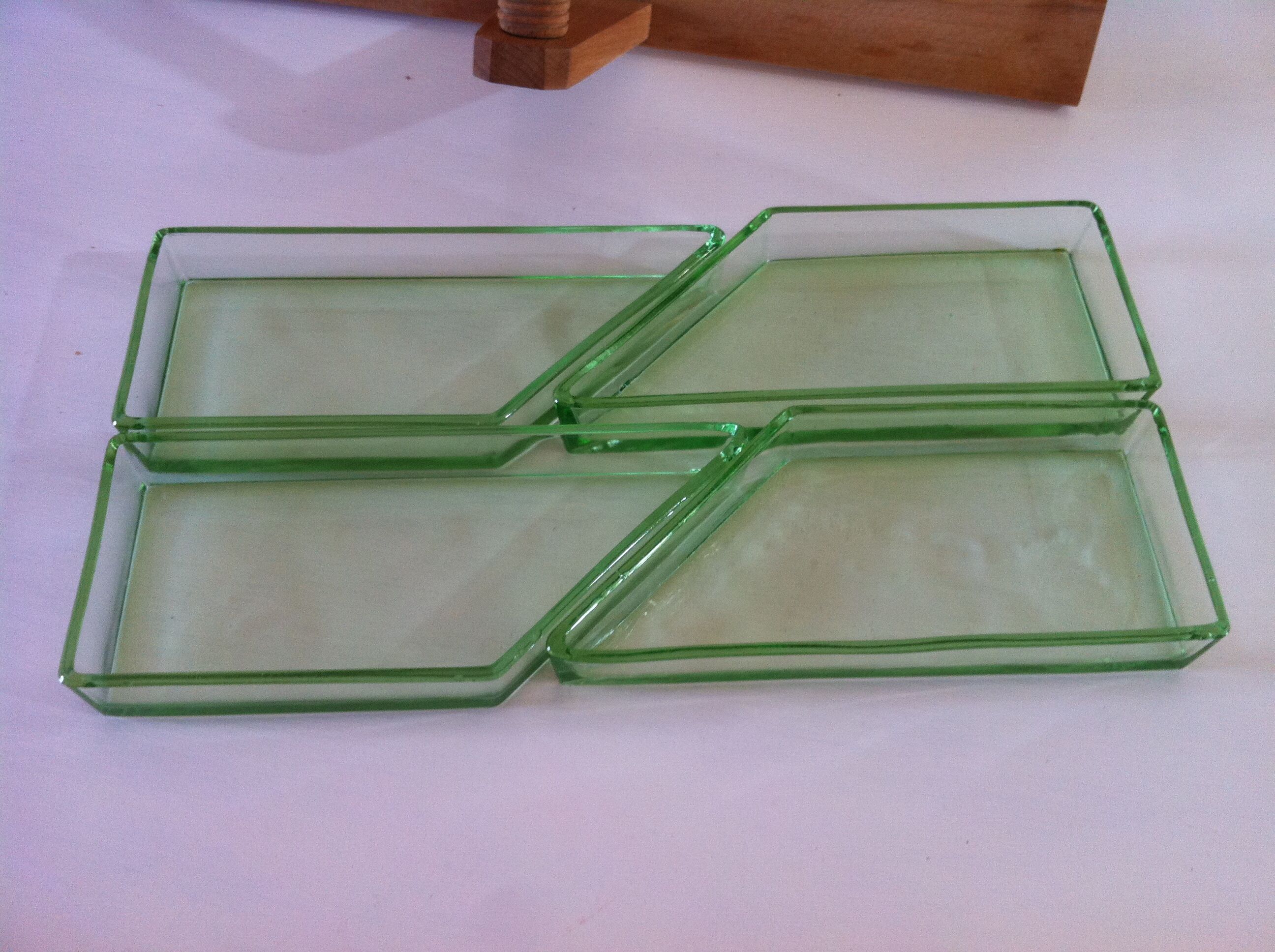 Modernist art deco servant tray made of wood and glass