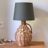 Vintage rattan demijohn lamp