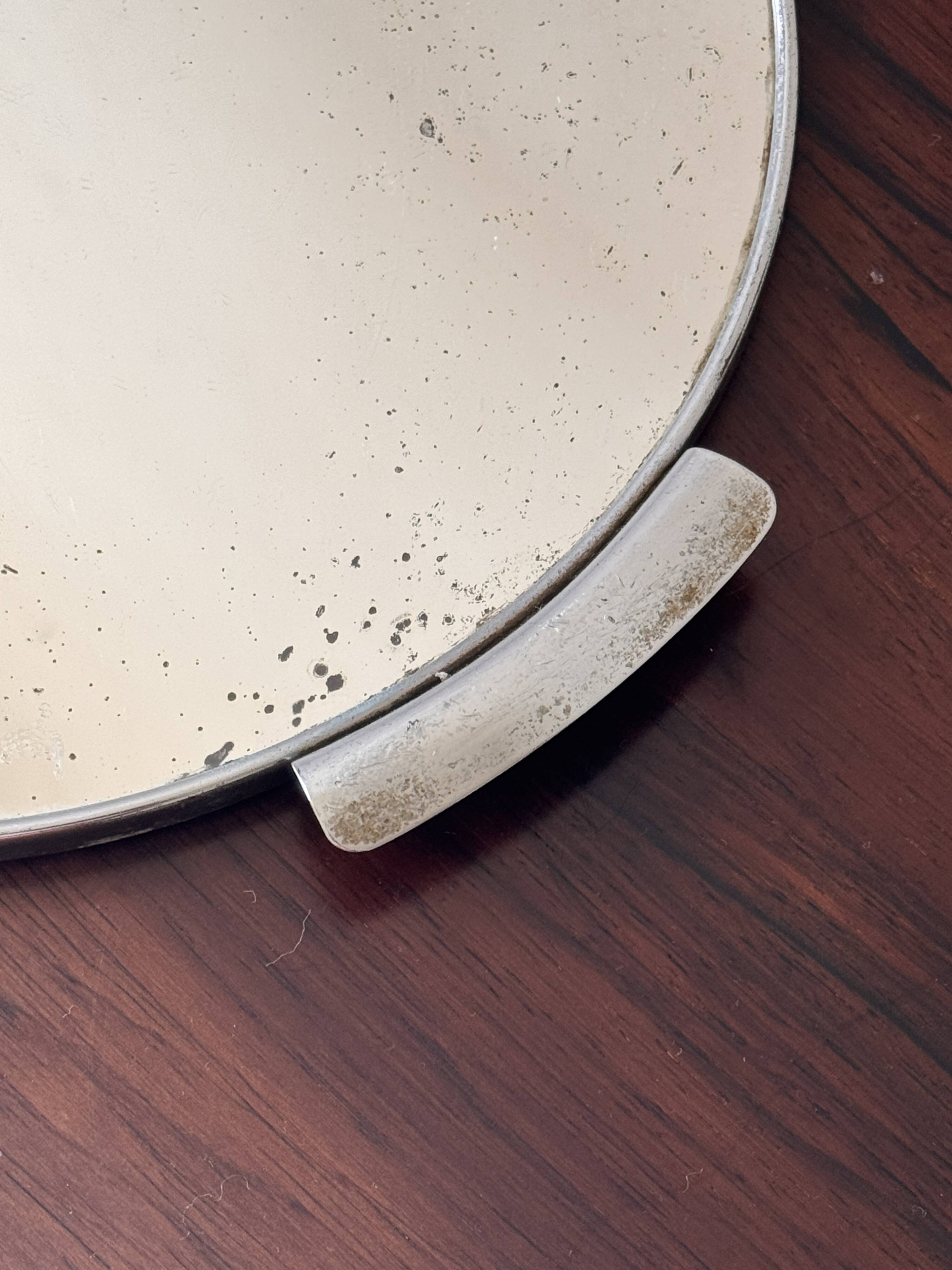 Plateau de service Art Deco en chrome et miroir, France 1930 / 40