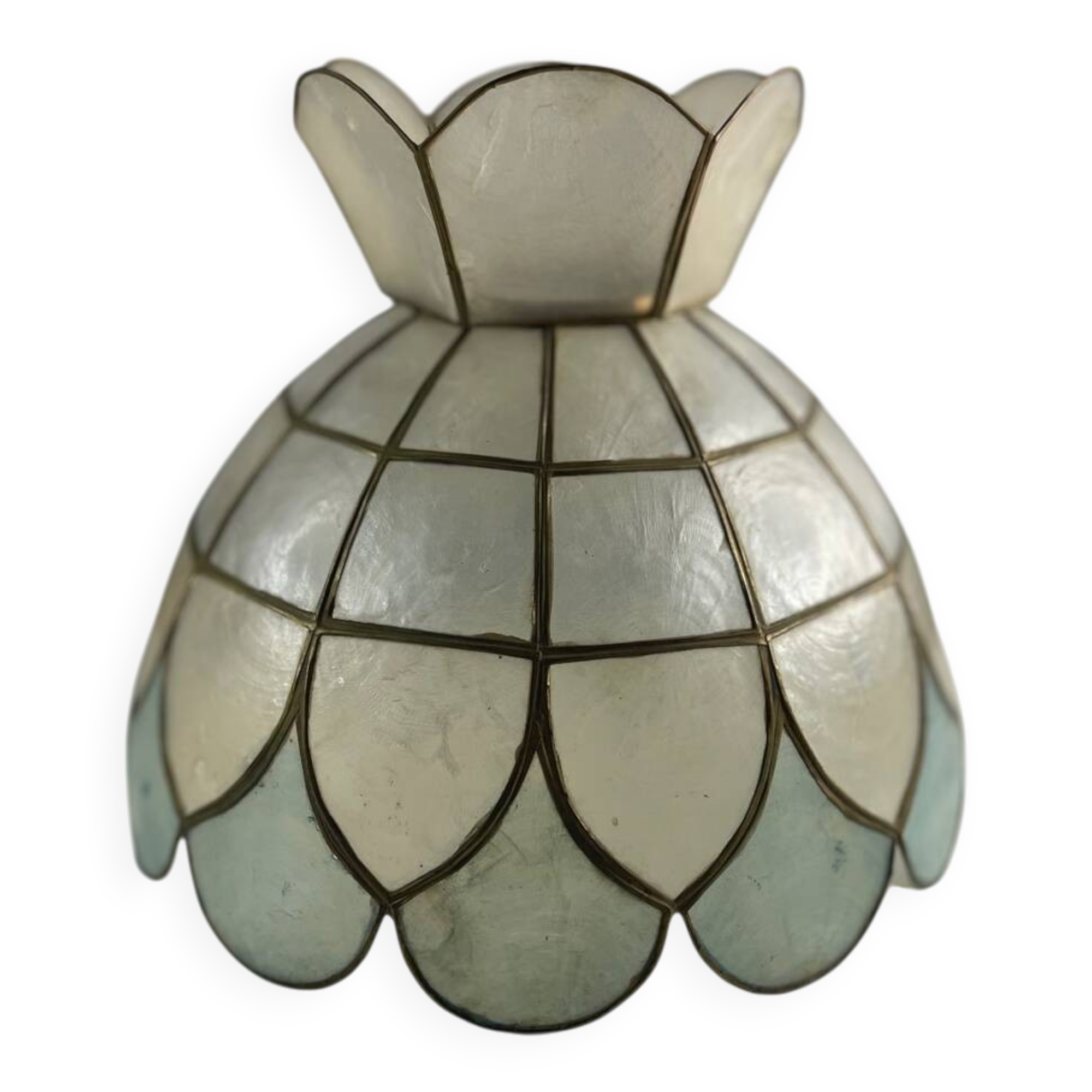 Lampshade in mother-of-pearl and brass 25 cm