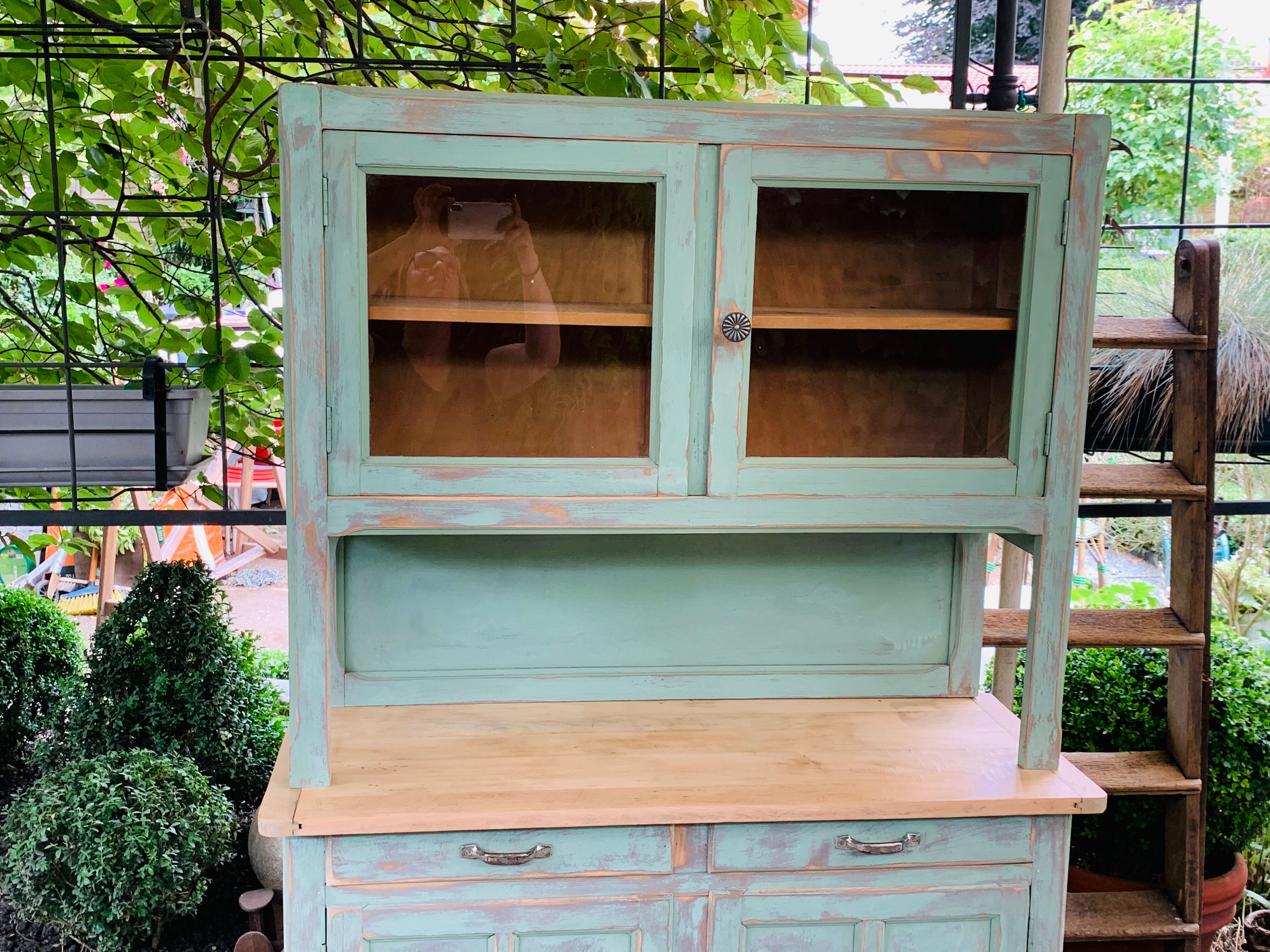 Parisian buffet patine celadon green and bluish grey