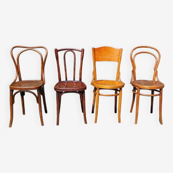 4 curved wooden bistro chairs early twentieth