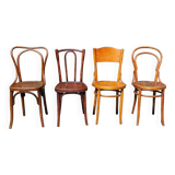 4 curved wooden bistro chairs early twentieth