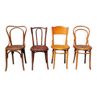 4 curved wooden bistro chairs early twentieth