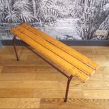 Slatted school bench