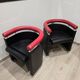 80's design leather and chrome metal armchairs