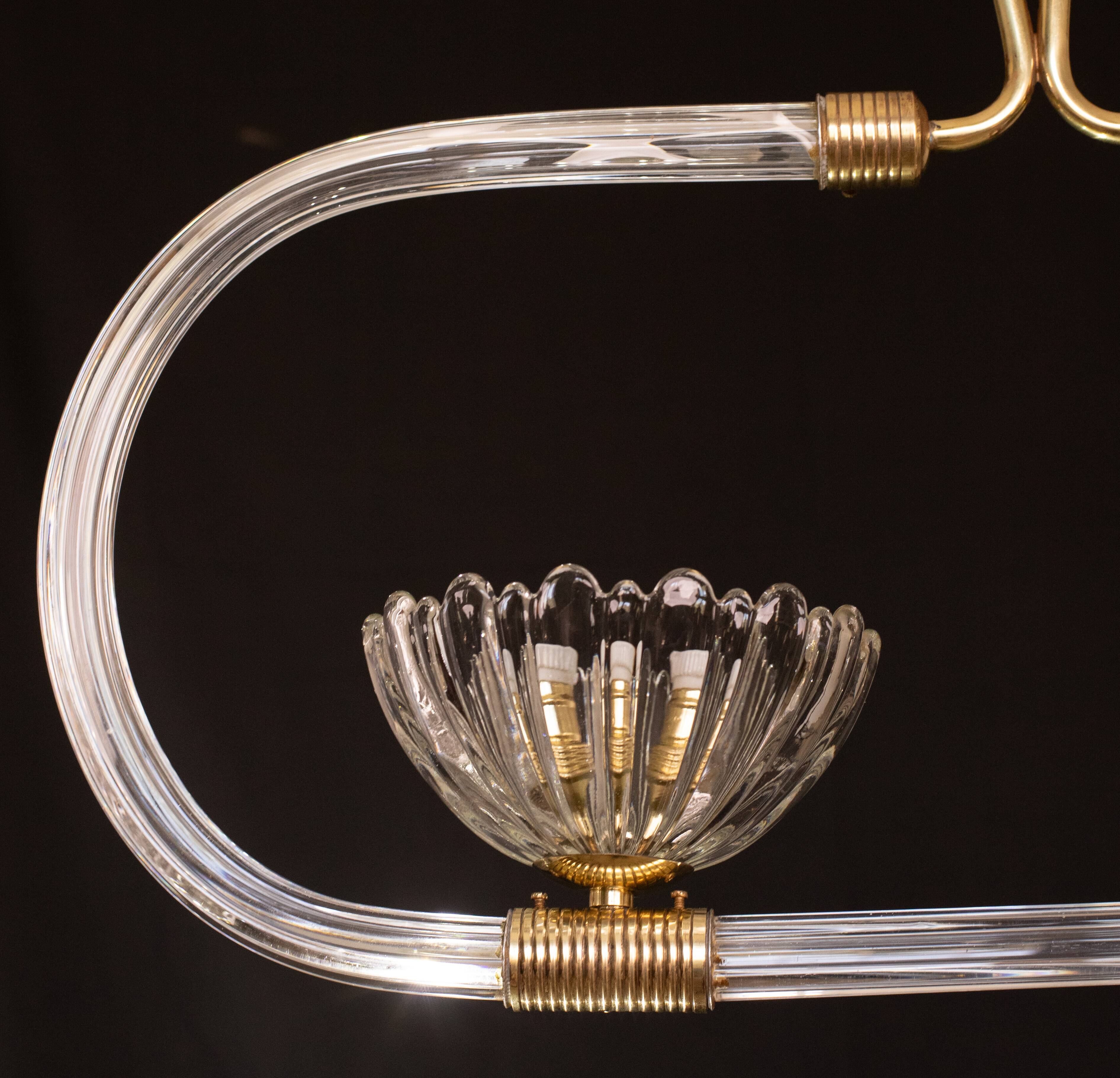 Extraordinary two-cup Art Deco candlestick by Barovier and Toso, 1940s